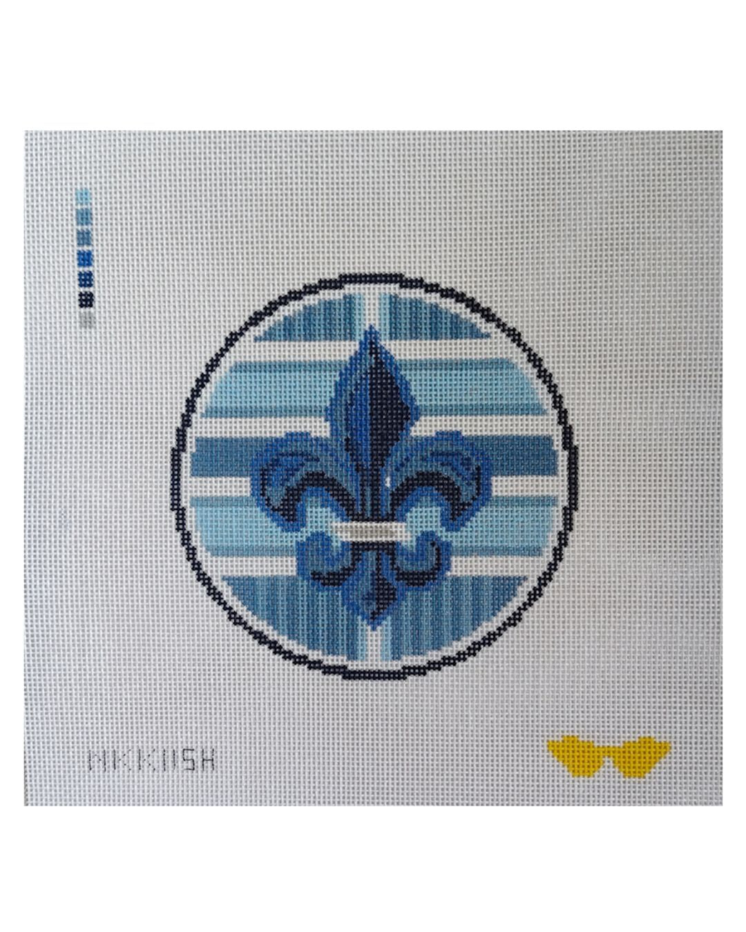 Fleur de lis Round French Blue